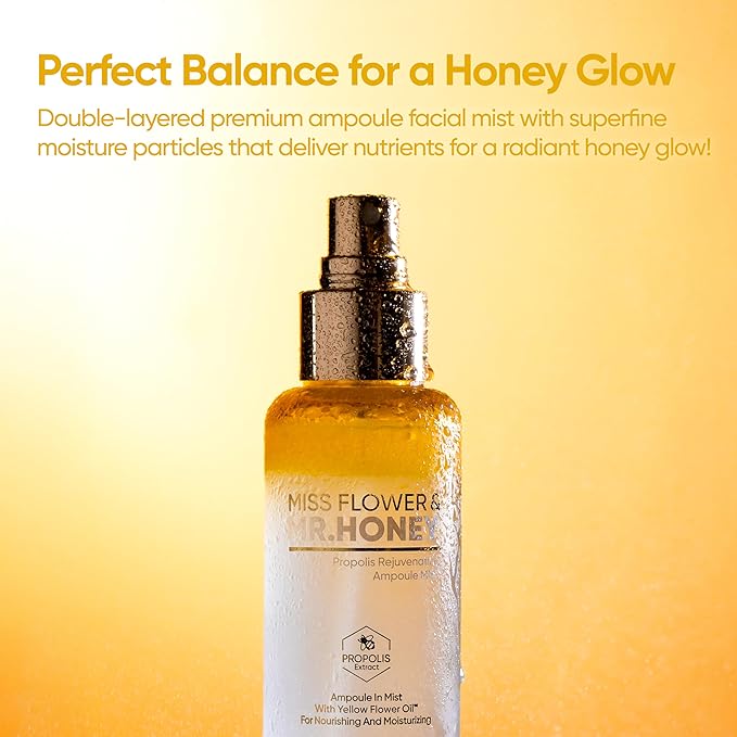 BANILA CO Miss Flower & Mr Honey Propolis Ampoule Mist | Nourishing Skin Double Layer & Moisturizing Makeup Fixer Setting Spray | Hydration Boost, Radiant Glow Serum (99ml / 3.34 fl oz)-FemmiqueWomen