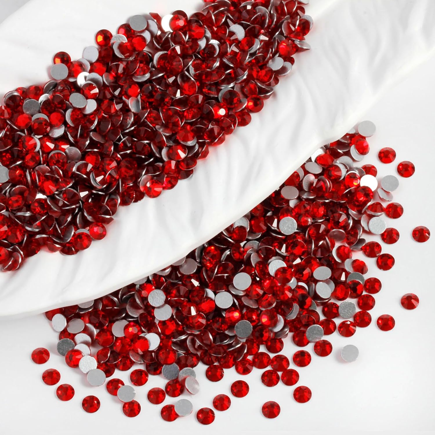 3000PCS SS10 Flatback Rhinestones | 12-Facet Diamond-Cut Glass Gems for Nail Art, Clothing, DIY Crafts |Glue-On Decoration Stones with Silver Backing(Siam)-FemmiqueWomen