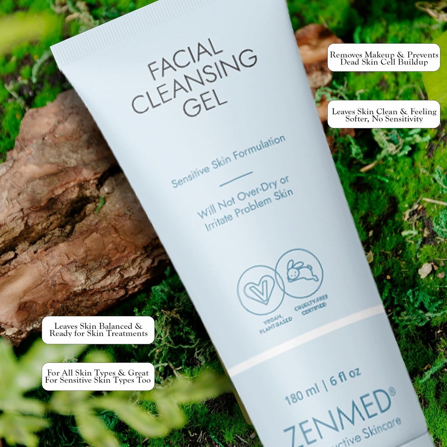 ZENMED Facial Cleansing Gel 6 oz for Women and Men - All-in-One Cleanser Face Wash | Hydrating Cleanser & Gel for Sensitive Skin | Natural, Organic Facial Wash - USA Made-FemmiqueWomen