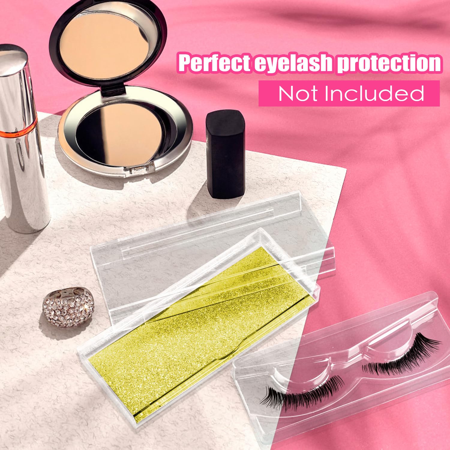 Rocutus Empty Lash Boxes for False Eyelashes - 30 Pack Lash Cases, Customizable Eyelash Packaging, Bulk Lash Storage Containers, Lash Box Packaging, Premium Display & Protection (Yellow)-FemmiqueWomen