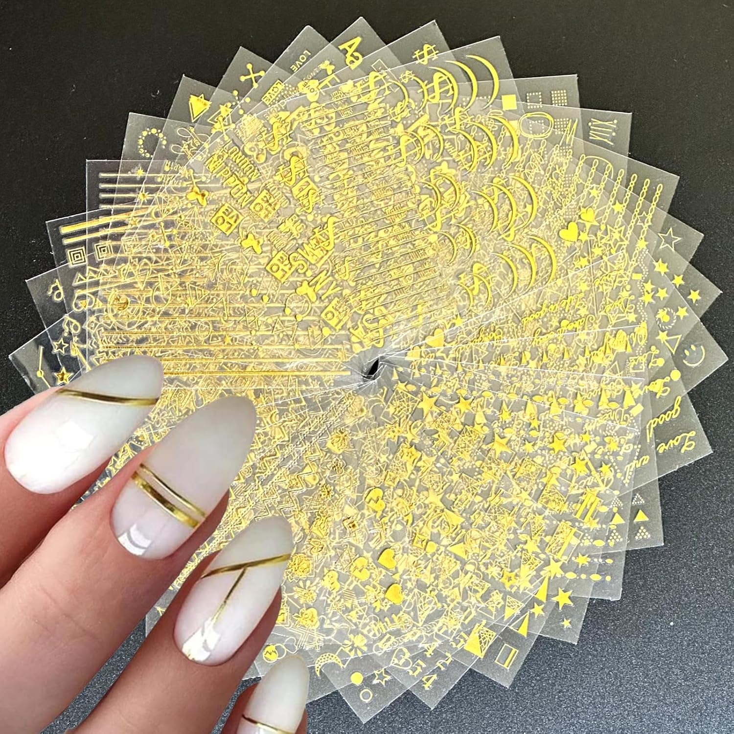 30 Sheets Gold Nail Stickers Decals Gold Star Line Nail Decals 3D Self-Adhesive Nail Art Stickers Flower Butterfly Nail Supplies for DIY Acrylic Nails for Women-FemmiqueWomen