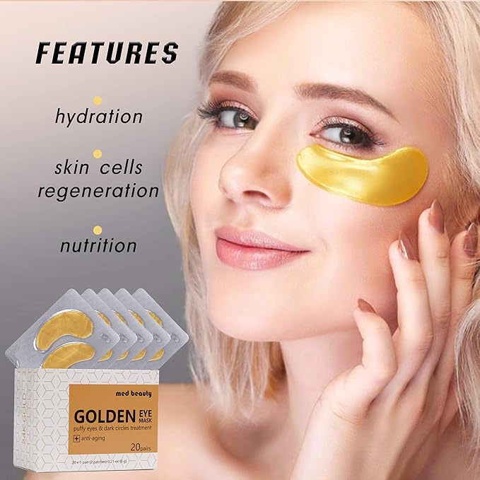 24K Gold Under Eye Patches Eye Masks For Dark Circles And Puffiness with anti-aging effect 20 pairs 40 pcs [medbeauty]-FemmiqueWomen