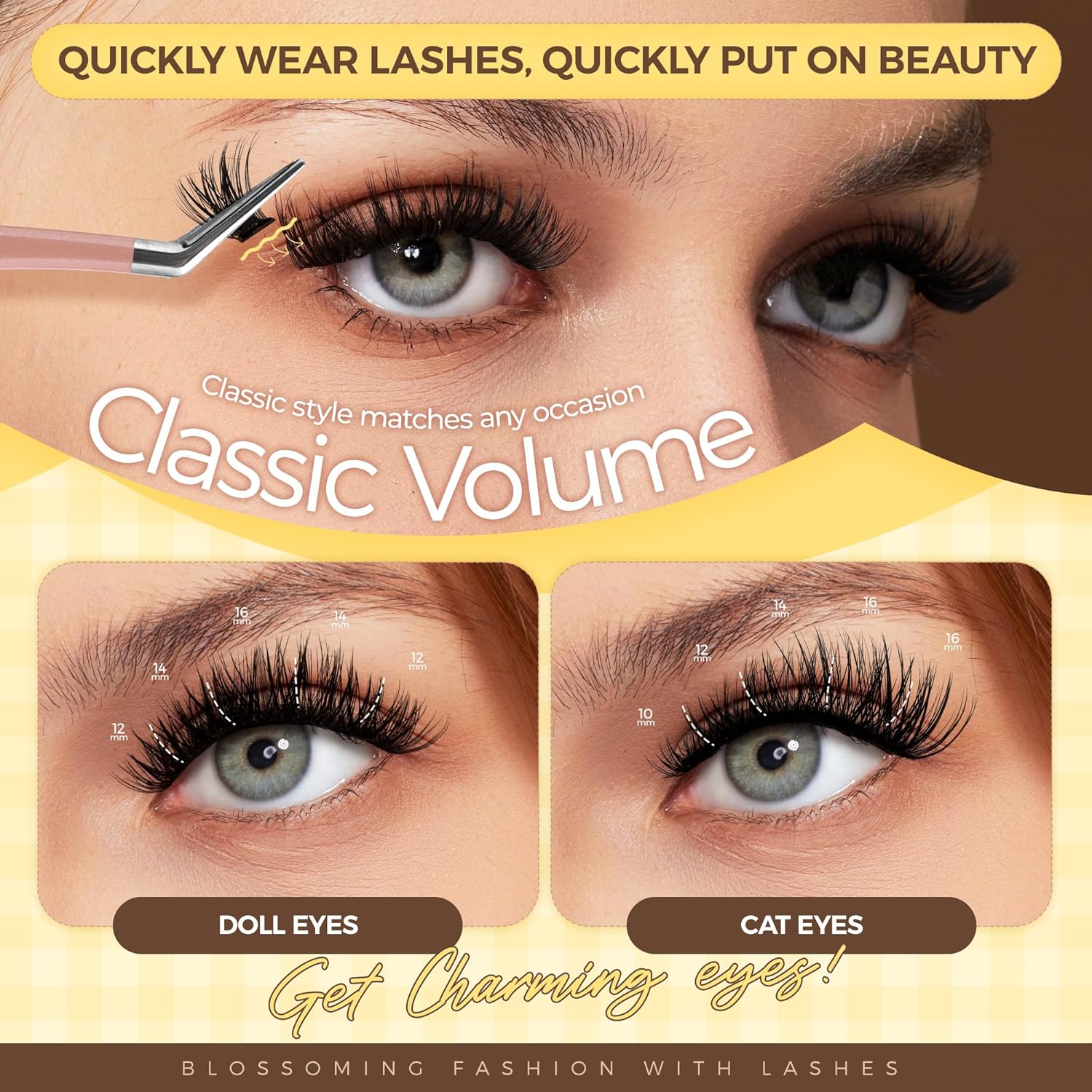 PopUp Self Adhesive Eyelashes Clusters, Press On Lashes Pre Glued Eyelash Extension Kit with Lash Tweezer,10-16mm No Glue No Remover Needed Self Adhesive Lashes Clusters CT50-D-FemmiqueWomen