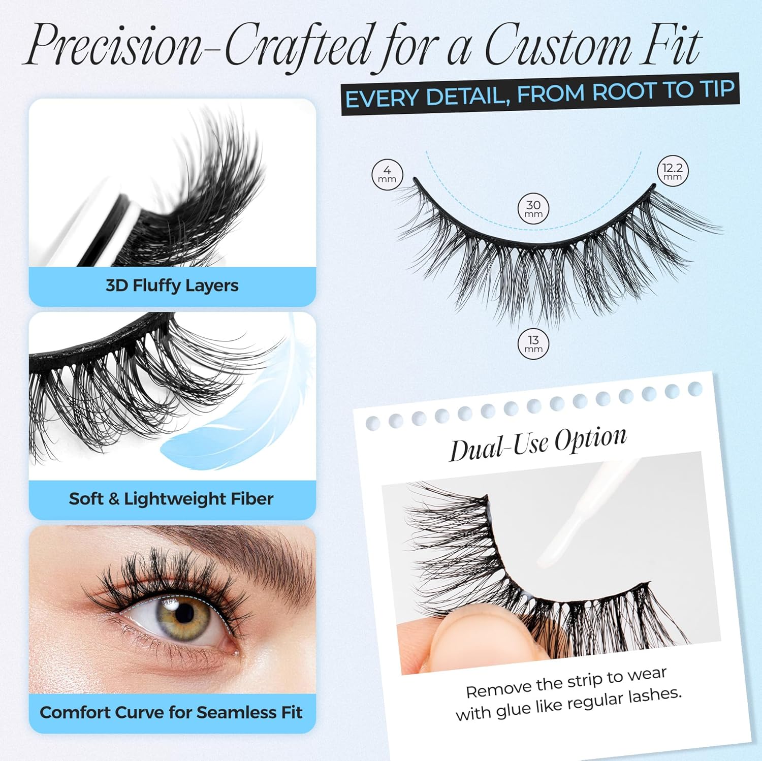 LASHVIEW Self Adhesive Eyelashes 5 Pairs Cat Eye Wispy Self-adhesive False Lashes Reusable Natural Look Press On Lashes No Glue Need Eyelashes with Replacement Adhesive Strips (CV01)-FemmiqueWomen