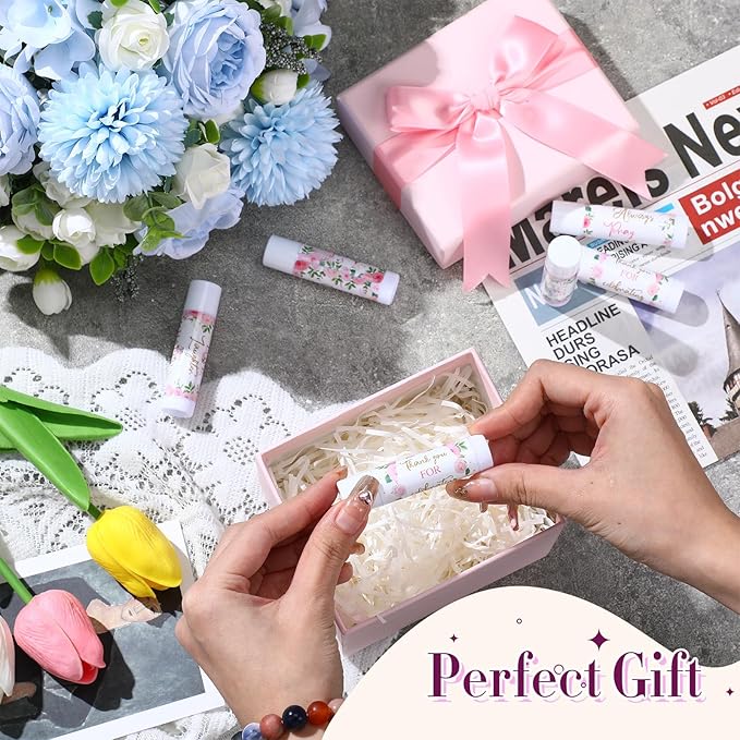 30 Pcs Wedding Lip Balms Bulk Wedding Bridal Shower Favors for Guests Wedding Souvenirs Moisturizing Floral Lip Balm Thank You Gifts for Bachelorette Party Bridesmaid Baby Shower, Pink Flower-FemmiqueWomen