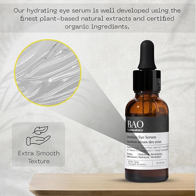 Intuition Eye Serum | Vitamin E, Cucumber Seed Oil And Hyaluronic Acid | Eye Serum for Wrinkles, Finelines and Dark Spots | Best Eye Serum For All Skin Types (30 ML)-FemmiqueWomen