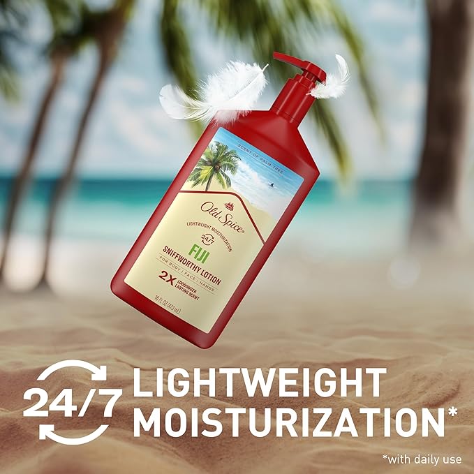 Old Spice Hand, Face & Body Lotion for Men, 24/7 Lightweight Moisturization with Amazing Scent, Instant Absorption, For All Skin Types, Fiji with Palm Tree Scent, 16 oz-FemmiqueWomen