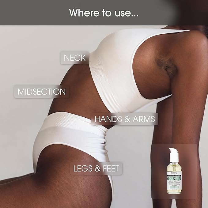 Advanced Clinicals Hydrating Collagen Oil For Body & After Shower | Visible Anti Aging Moisturizing Collagen Body Oil For Women & Men Helps Soften Appearance Of Crepe Skin & Wrinkles, 3.8 Fl Oz-FemmiqueWomen