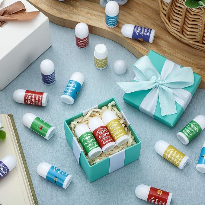 25 Pcs Thank You Gifts Mini Lip Balm Bulk Gifts for Coworkers Inspirational Appreciation Gifts Natural Ingredients Dry Chapped Lip Care Products for Employee Women Teacher, Assorted Flavors-FemmiqueWomen