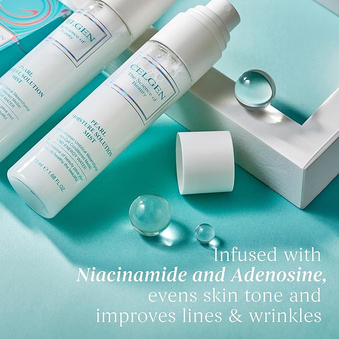 CELGEN] Pearl Moisture Solution Mist – 3-in-1 Toner, Makeup Primer & Setting Spray, Brightening & Hydrating Face Mist, 4.9 Fl. Oz./145ml-FemmiqueWomen