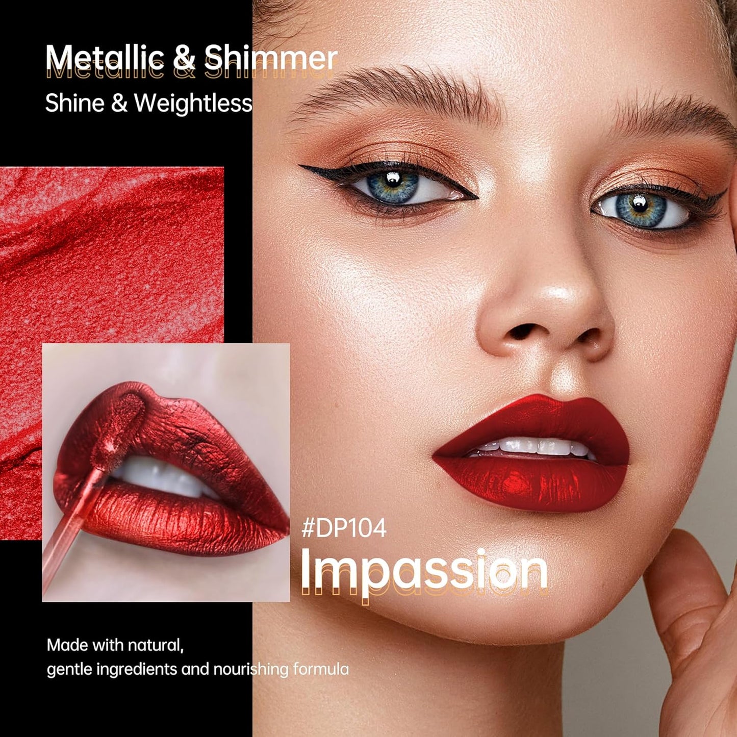 3Pc Lipsticks Set for Women Metallic Lipstick Long Lasting Dark Red Pink Burgundy Lip Gloss, Metal Shine Lightweight Hydrating Full Coverage Lip Color, DP101/104/108-FemmiqueWomen