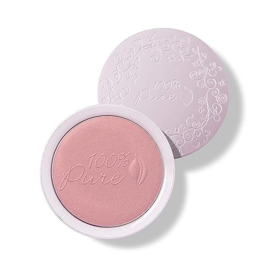 100% PURE Powder Blush (Fruit Pigmented), Chiffon, Soft Shimmery Finish, Nourishes Skin w/Rosehip Oil, Cocoa Butter, Natural Makeup (Soft Pink) - .32 oz-FemmiqueWomen