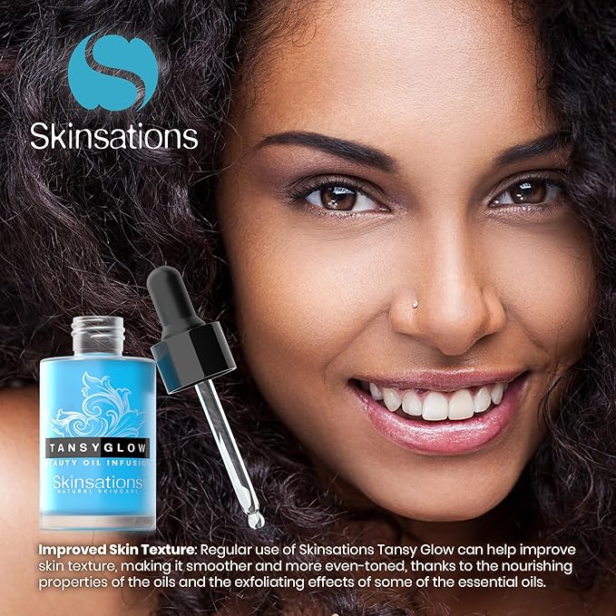 Skinsations - Balancing Face Oil Infusion - TANSY GLOW - Soothing and Calming, Skin Regenerative, Hydrating, Anti-Aging Skin Care - Blue Tansy, Neroli Oil, Chamomile, Moringa Oil, Vitamin C, Vitamin E-FemmiqueWomen