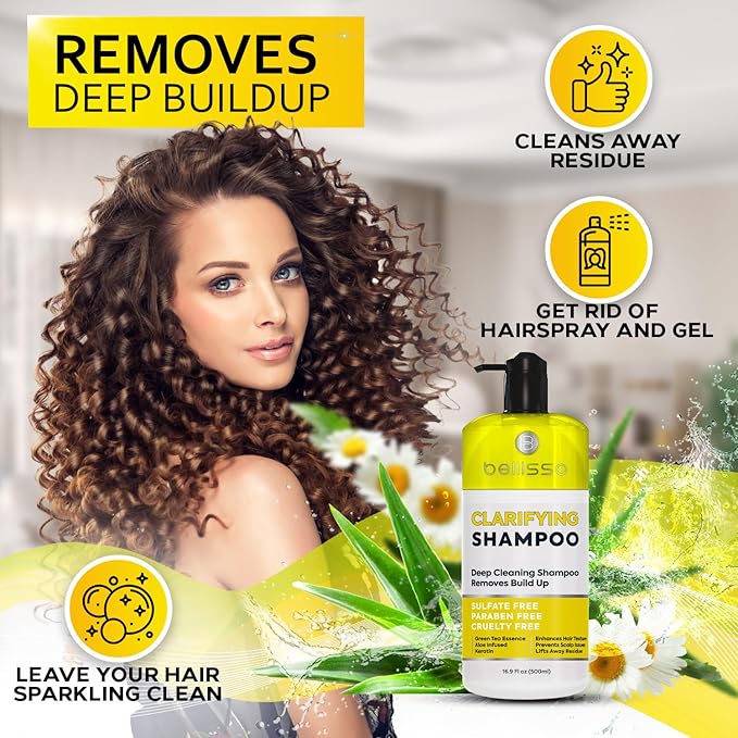 Clarifying Shampoo for Women and Men - Ideal for Oily Hair and Build Up - Gentle, Moisturizing Sulfate Free Formula - Safe for Color Treated, Curly Perms and Dry Scalps - Remove Chlorine for Swimmers-FemmiqueWomen