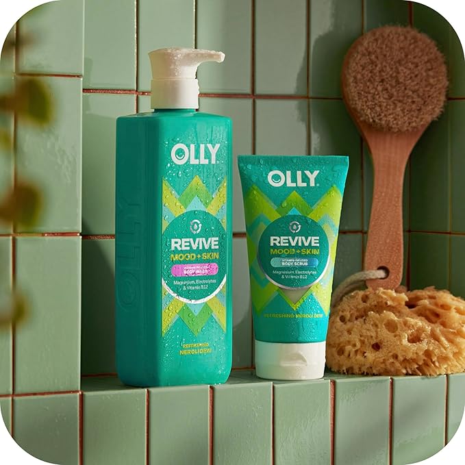 OLLY Revive Body Wash with Magnesium, Electrolytes & Vitamin B12– Nourishing Cleanser for Skin Barrier Repair, Deep Hydration, Refreshing Nerolidew Scent, 17 oz-FemmiqueWomen