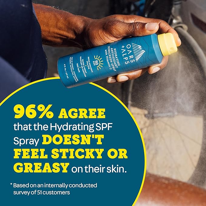 Oars + Alps Hydrating SPF 30 Sunscreen Spray, Naturally Derived Skin Care Infused with Vitamin C and Antioxidants, Water and Sweat Resistant, 6 Oz, 1 Pack-FemmiqueWomen