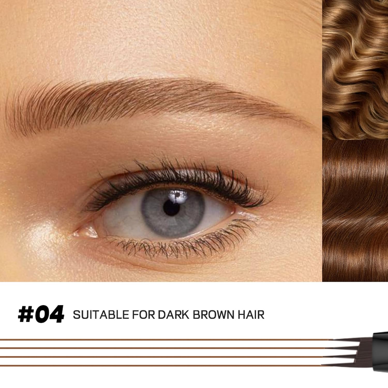 2 Pack Eyebrow Pen, Waterproof Microblading Eyebrow Pencil, 4 Tip Precise Eye Brow Makeup Pen for Women to Effortlessly Create Hair Like Natural Brows, Non Dry Out and Last All Day (Natural Brown)-FemmiqueWomen