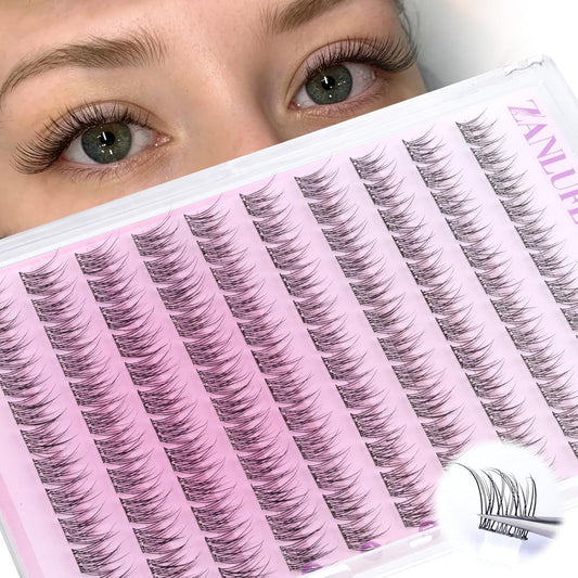 Self Adhesive Eyelashes Natural Self Adhesive Lash Clusters Wispy Press on Lashes 10-12MM Pre-glued Eyelash Clusters 120pcs C-curly No Glue Lashes DIY Individual Lashes by ZANLUFLY-FemmiqueWomen