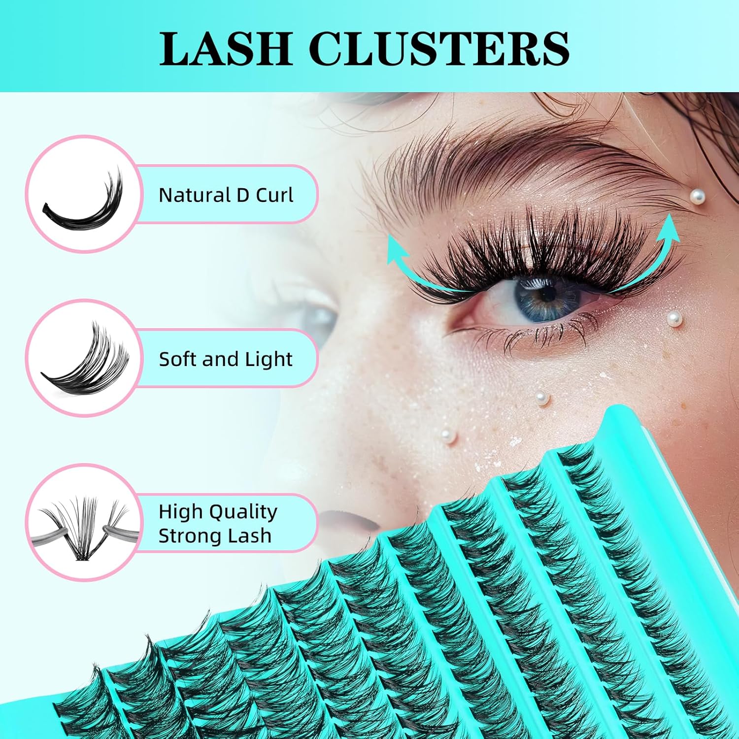 Lash Clusters Kit 200PCS 50D Eyelash Extension Kit D Curl Wispy Eyelash Clusters DIY Natural Individual Lashes Kits Lashes Extensions Kit with Lash Bond and Remover Eyelash Tweezer at Home-FemmiqueWomen