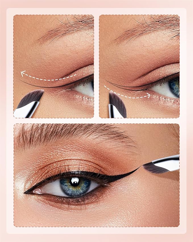 EIGSHOW Eyeliner Brush Gel Eyeliner Makeup Brush for Precise Eye Liner Eyebrow Eyelid Ultra Thin with Curved Bristle (E865 2Pieces)-FemmiqueWomen