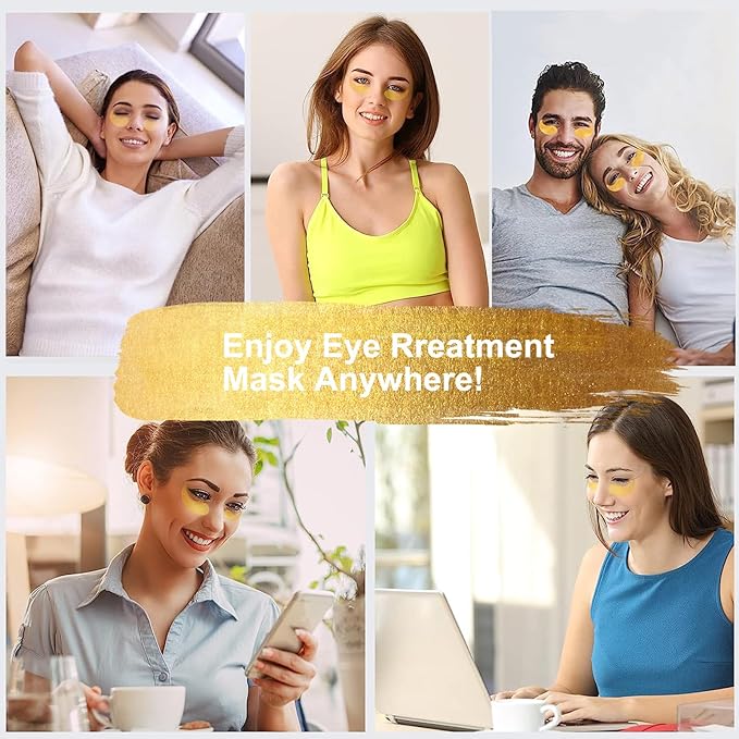 24k Gold Under Eye Patches, Eye Masks for Puffy Eyes 60 pcs, for Dark Circles and Puffiness, Hydrating Eye Mask Skincare, Eye Gel Pads for Eye Bags and Wrinkles Under Eye Treatment-FemmiqueWomen