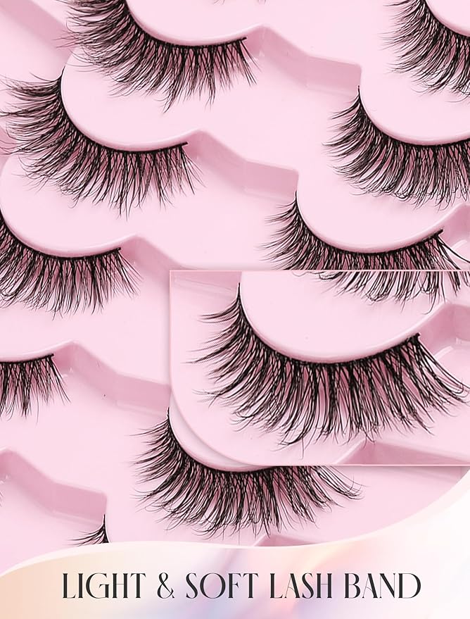 Natural Lashes Mink Natural Eyelashes False Eyelashes Natural Look False Lashes Wispy Eye Lashes Cat Eyelashes Fake Lashes KD02-FemmiqueWomen