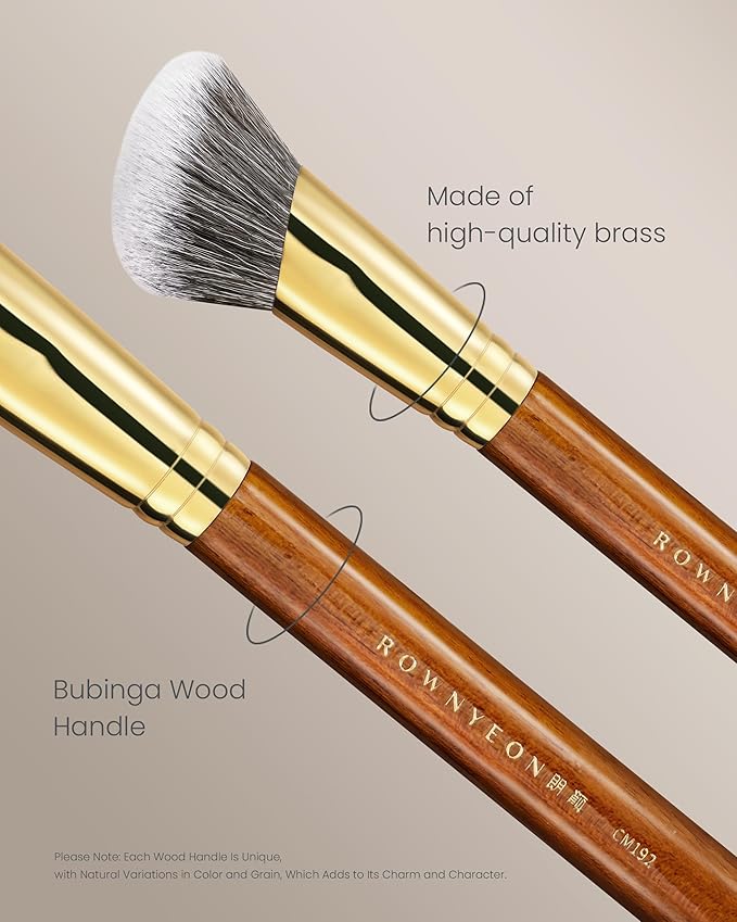 Desert Oak Series SlopeBlur Stipple Brush - Angled Nylon Bristles for Seamless Cream/Liquid/Powder Blending, Contour & Blush Application, Bubinga Handle (CM 192)-FemmiqueWomen