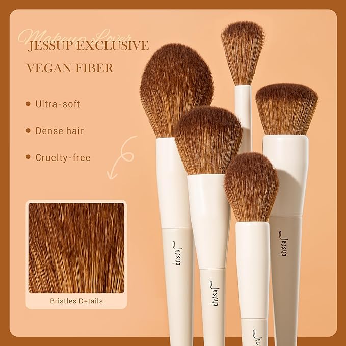 Jessup Makeup Brush Set 5Pcs Face Makeup Brushes Vegan Soft Foundation Brush Blush Brush Bronzer Contour Brush Highlighter Brush Fluffy Setting Powder Brush, Light Grey T493-FemmiqueWomen