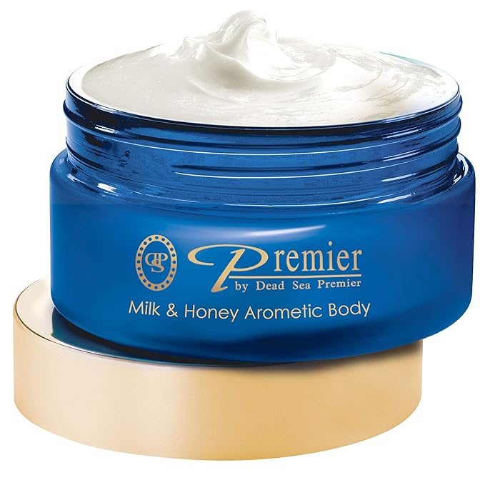 Premier Dead Sea Aromatic Body Butter – Milk & Honey, Hydrating Shea Body Butter for Women & Men, Moisturizing, Firming & Anti-Aging Cream for Dry Skin, Hand & Body, 5.95 Fl.oz-FemmiqueWomen