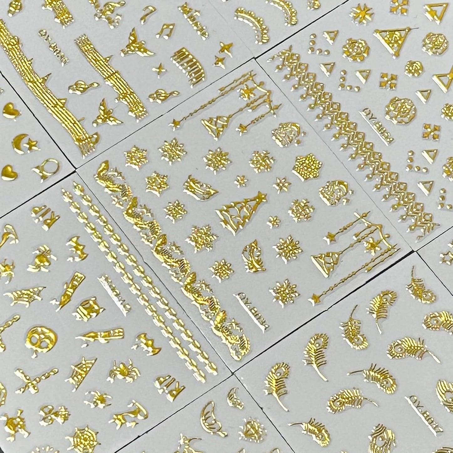 30 Sheets Gold Nail Art Stickers Gold Flower Butterfly Nail Stickers Star Line Self-Adhesive Nail Decals Acrylic Nails DIY Design Nail Supplies for Women and Girls-FemmiqueWomen