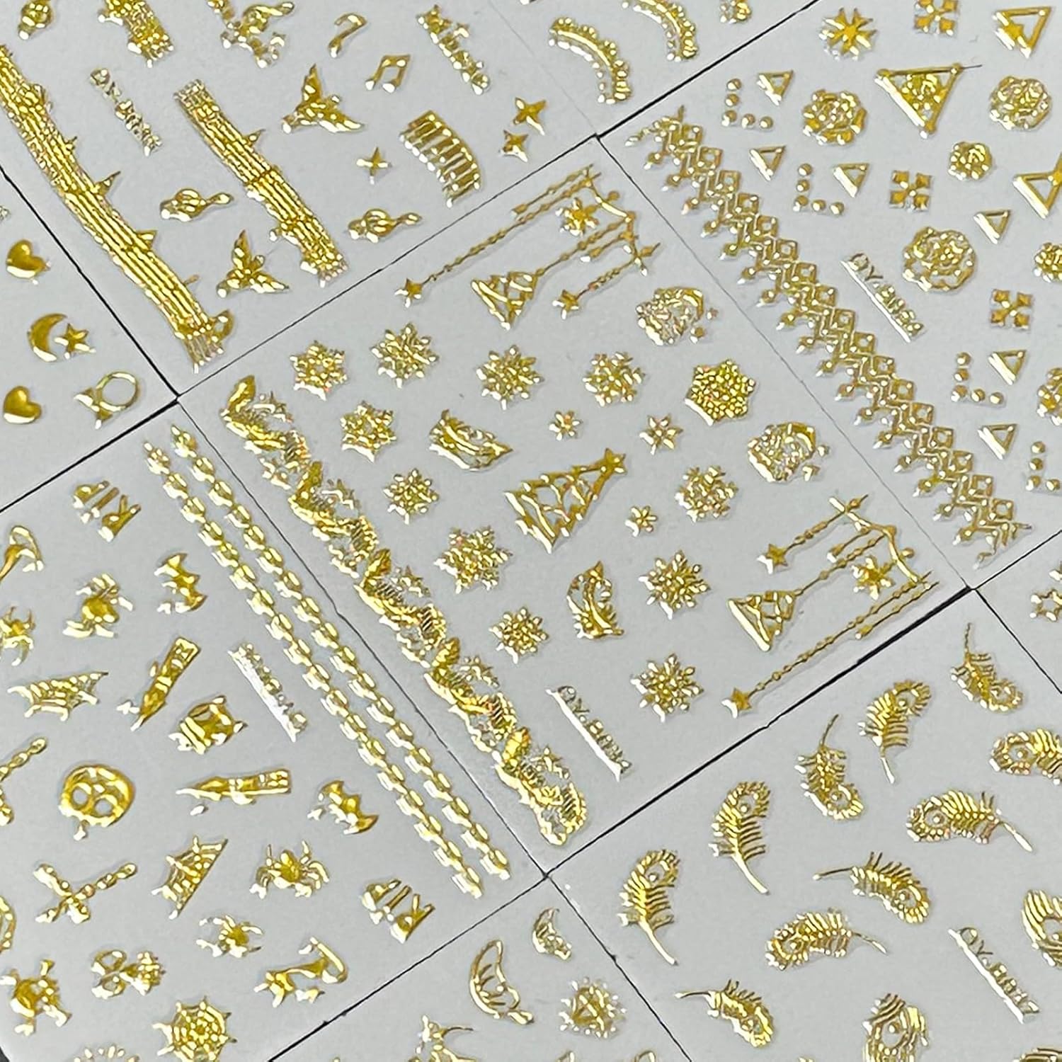 30 Sheets Gold Nail Art Stickers Gold Flower Butterfly Nail Stickers Star Line Self-Adhesive Nail Decals Acrylic Nails DIY Design Nail Supplies for Women and Girls-FemmiqueWomen