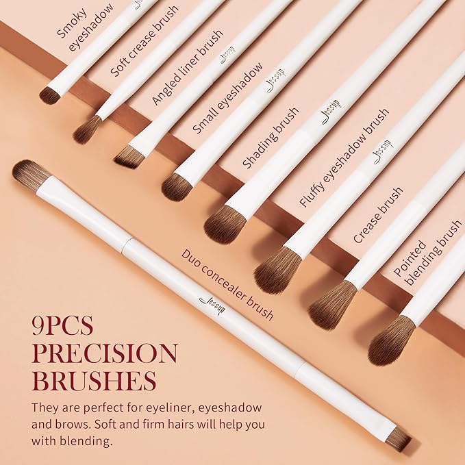 Jessup Makeup Brushes 14Pcs Makeup Brush Set Premium Synthetic Powder Foundation Contour Blush Concealer Eye Shadow Blending Liner Make Up Brush Kit Light Grey with Gift Box, T329-G-FemmiqueWomen