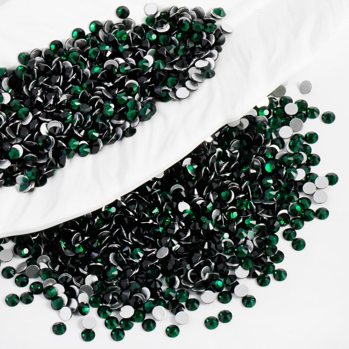 2000PCS SS20 Flatback Rhinestones | 12-Facet Diamond-Cut Glass Gems for Nail Art, Clothing, DIY Crafts |Glue-On Decoration Stones with Silver Backing(Emerald)-FemmiqueWomen