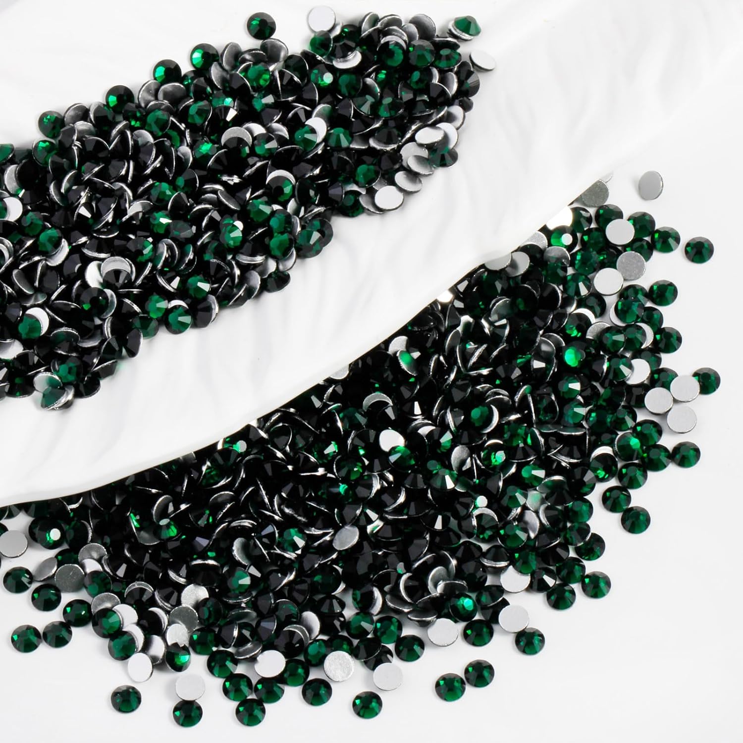 2000PCS SS20 Flatback Rhinestones | 12-Facet Diamond-Cut Glass Gems for Nail Art, Clothing, DIY Crafts |Glue-On Decoration Stones with Silver Backing(Emerald)-FemmiqueWomen