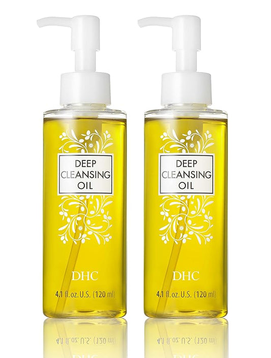 DHC Deep Cleansing Oil Medium 2 pack, Facial Cleansing Oil, Makeup Remover, Cleanses without Clogging Pores, Residue-Free, Fragrance and Colorant Free, All Skin Types, 4.1 fl. oz.-FemmiqueWomen