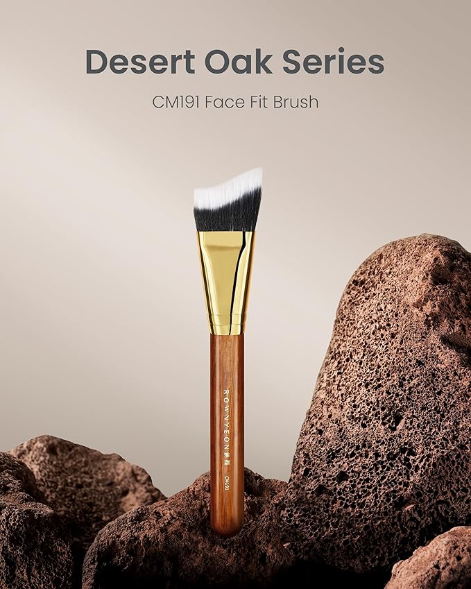 Desert Oak Series Terraced Contour Brush - 27mm Dual-Height Design with 5mm Flat Edge & 22mm Slope for Precision Sculpting, Bubinga & Brass (CM 191)-FemmiqueWomen