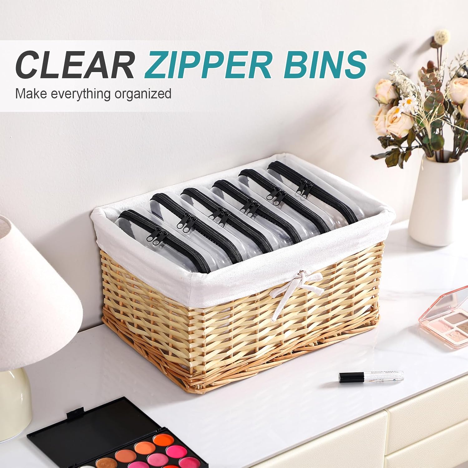 Sanwuta 6 Pcs Clear Hard Zipper Case Pencil Pouches Hard Plastic Zipper Pouches Makeup Bag Transparent Cases for Snacks Plastic Storage Organizer Box for Travel(Black,7.48 x 3.94 x 2 Inch)-FemmiqueWomen