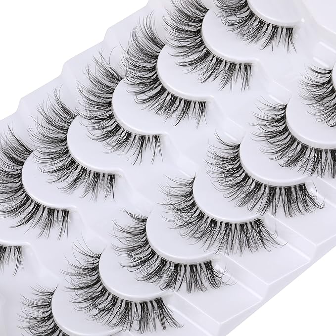 False Eyelashes with Clear Band Faux Mink Lashes Natural Look 3D Volume Wispy Fake Lashes Pack by Kiromiro 7 Pairs-FemmiqueWomen