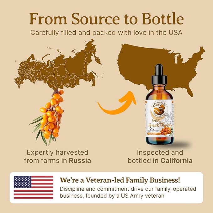 Bella Terra Oils - Organic Sea Buckthorn Oil 8oz - Cold-Pressed Treasure, Bursting with Omega-3 & Omega-6, A Radiant Glow in Every Bottle-FemmiqueWomen