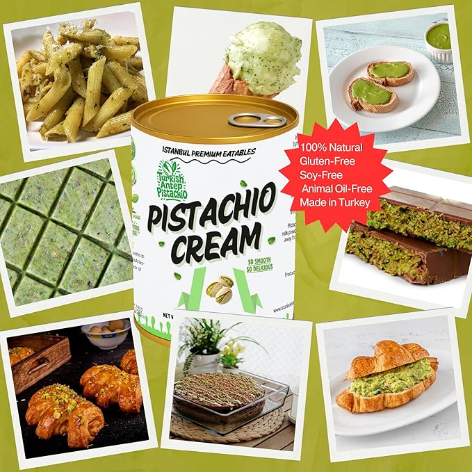 Istanbul Premium Pistachio Cream, Pistachios for Dubai Chocolate Bar, Cream for Dessert, Kataifi & Knafeh, Crema de Pistacho Pistachio Cream, Non-GMO, 2.2 lb (1kg)-FemmiqueWomen