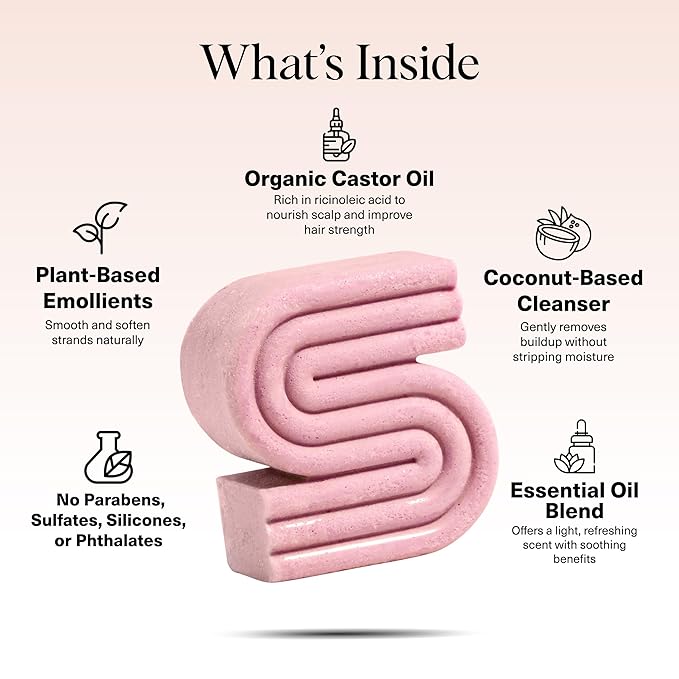 Kitsch Castor Oil Shampoo Bar Soap - Hydrating & Moisturizing Hair Care - Organic Castor Oil Solid Shampoo for Hair Growth & Scalp Nourishment - Silicone & Paraben-Free, Vegan, Made in USA - 3.2oz-FemmiqueWomen