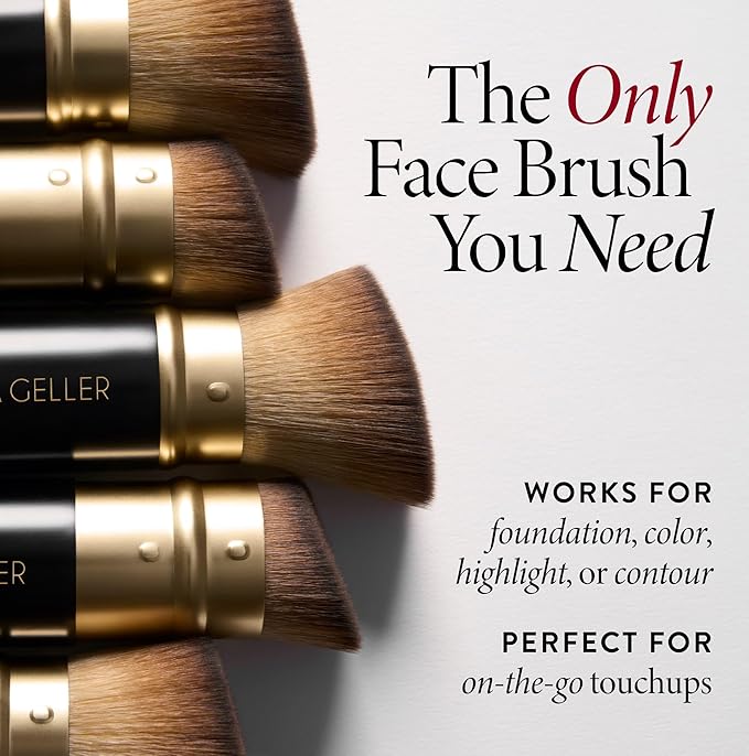 LAURA GELLER NEW YORK Retractable Black Kabuki Brush for Liquid, Cream and Powder Face Makeup With Aluminum Handle-FemmiqueWomen