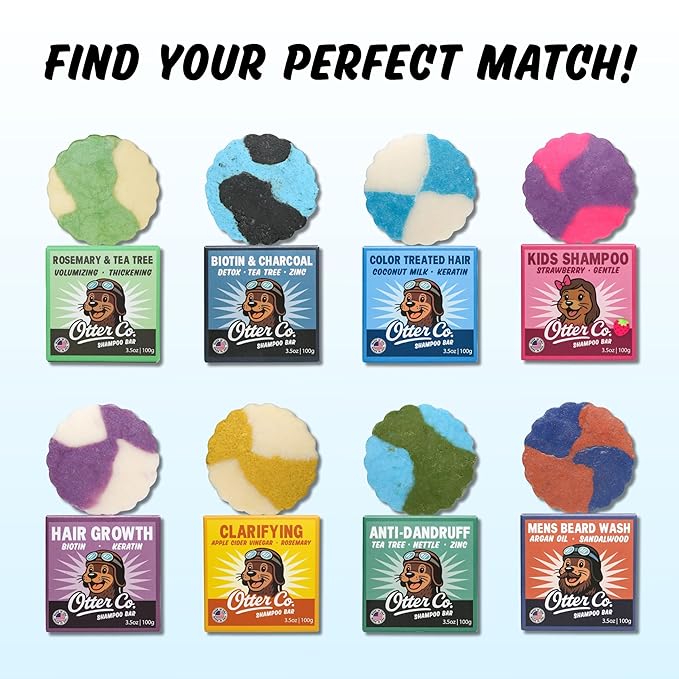 Otter co. Biotin Detox Shampoo Bar – Charcoal & Tea Tree Oil, Rosemary, Turmeric, Green Tea, Zinc – Vegan, Sulfate Free & Non Toxic – Women and Mens Shampoo, All Hair Types, Made in USA-FemmiqueWomen