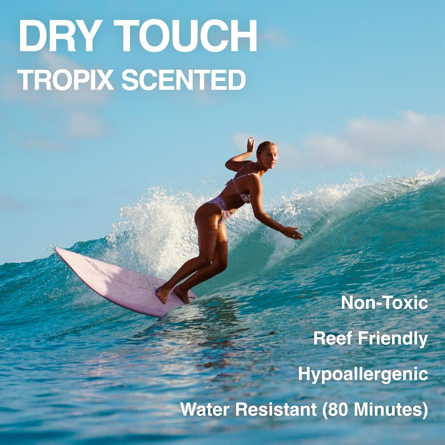 Surface Sunscreen Spray SPF 50 for Body, Lightweight Natural Formula, Reef Friendly, Broad Spectrum UVA UVB Protection, Water Resistant Sun Care for 80 Minutes Outdoor Use, Tropical Scent, 6oz-FemmiqueWomen