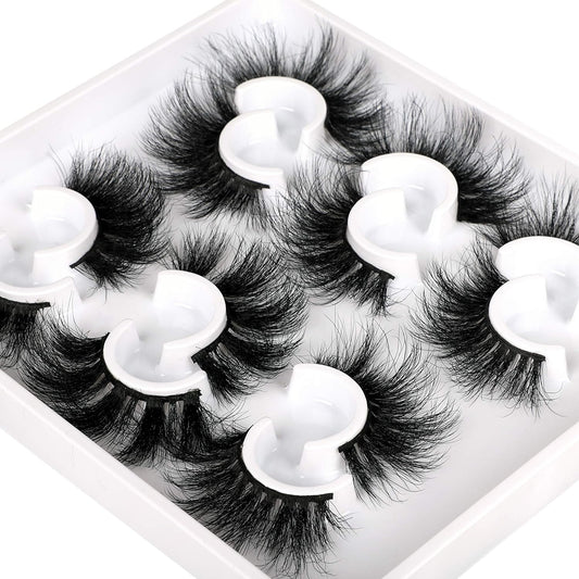 Mink Lashes Fluffy Eyelashes Dramatic Long Wispy Fake Eyelashes Thick 6 Styles Mixed Luxury Russian Strip D Curl False lashes Soft Handmade Reusable Lashes Pack-FemmiqueWomen