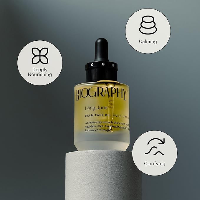 Biography Long June Quieting Face Oil, 30ml - Natural Smoothing & Clarifying Dry Oil. Clarifying, Moisturizing & Hydrating Beauty Facial Oil for Women w/Camellia, Vitamin E & Marula-FemmiqueWomen