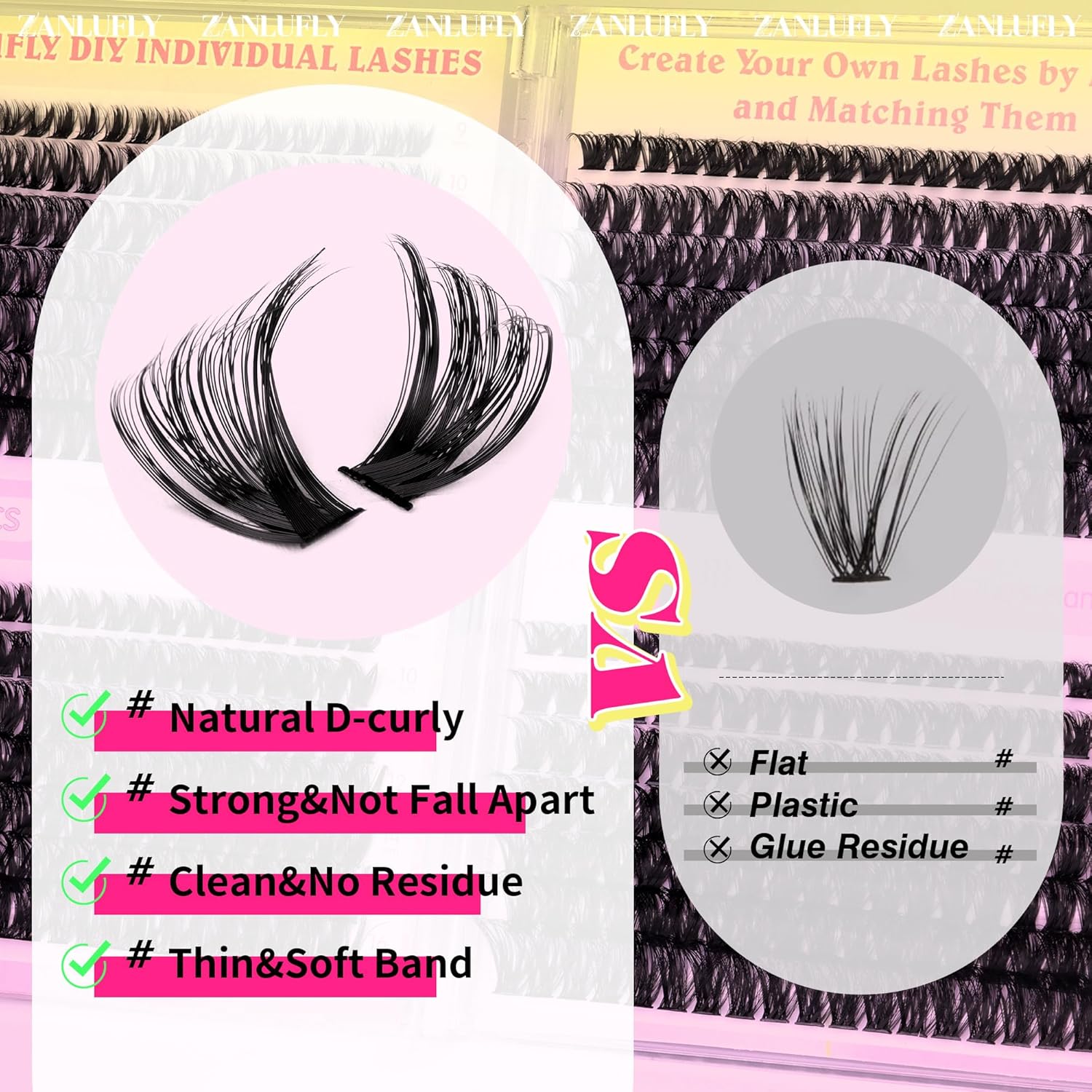 Lash Clusters D-Curly Individual Lashes Volume Eyelash Clusters Bulk zanlufly Thick Lash Extension 560Pcs Natural DIY Eyelash Extension (9-16MM,60D+70D+80D+100D)-FemmiqueWomen