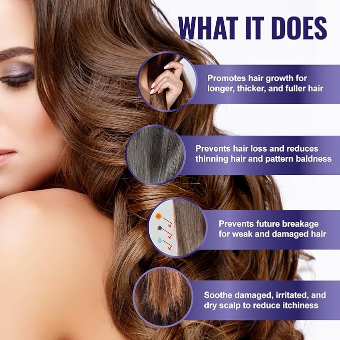 100 Natural Botanical Hair Growth Serum for Nourishing Hair Scalp and Protecting Hair loss, Moringa Camellia Rosemary Castor Tea Tree Peppermint Jojoba Blended , Made In USA (2oz)-FemmiqueWomen