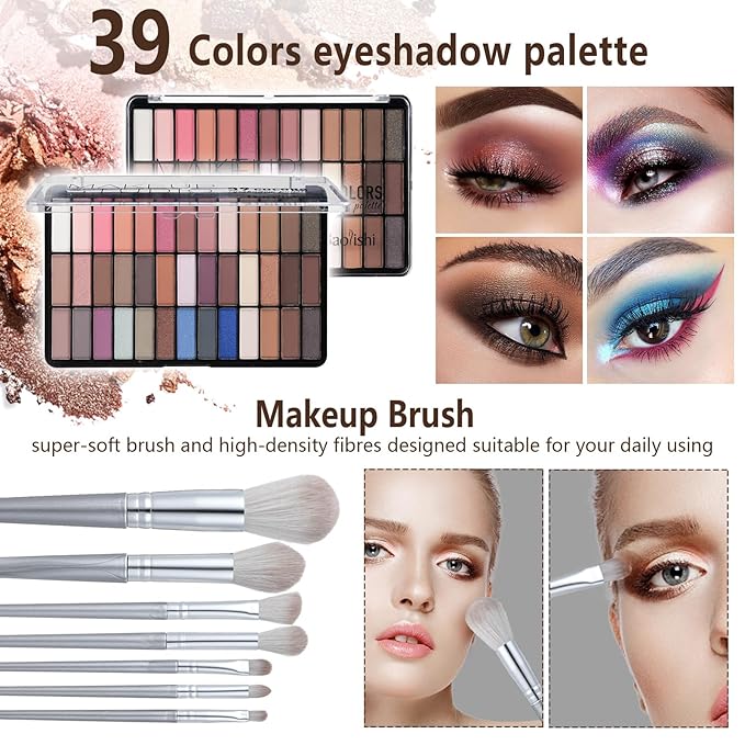 30 Pieces Makeup Kit for Women Full Kit, TooAemiS Professional Makeup Kit for Teens or Adult, All in One Makeup Sets Include Eyeshadow Palette Lipstick Concealer Foundation Mascara Loose Powder Etc-FemmiqueWomen