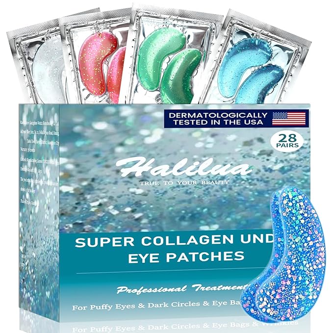 28 Pairs Collagen Eye Mask, Anti Wrinkle Eye Patches for Puffy Eyes and Dark Circles, Natural Marine Collagen Eye Gel Pads for Puffiness, Eye Treatment Skin Care for Puffiness Wrinkle Eye Bags-FemmiqueWomen
